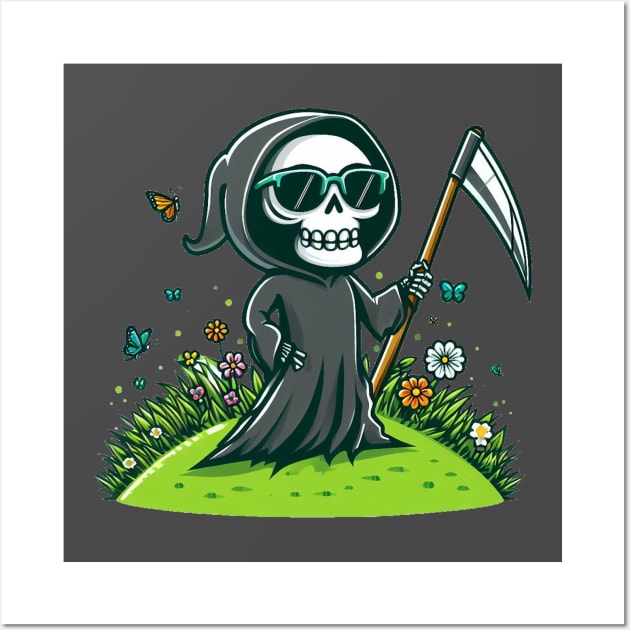 Funny death sticker Wall Art by svu